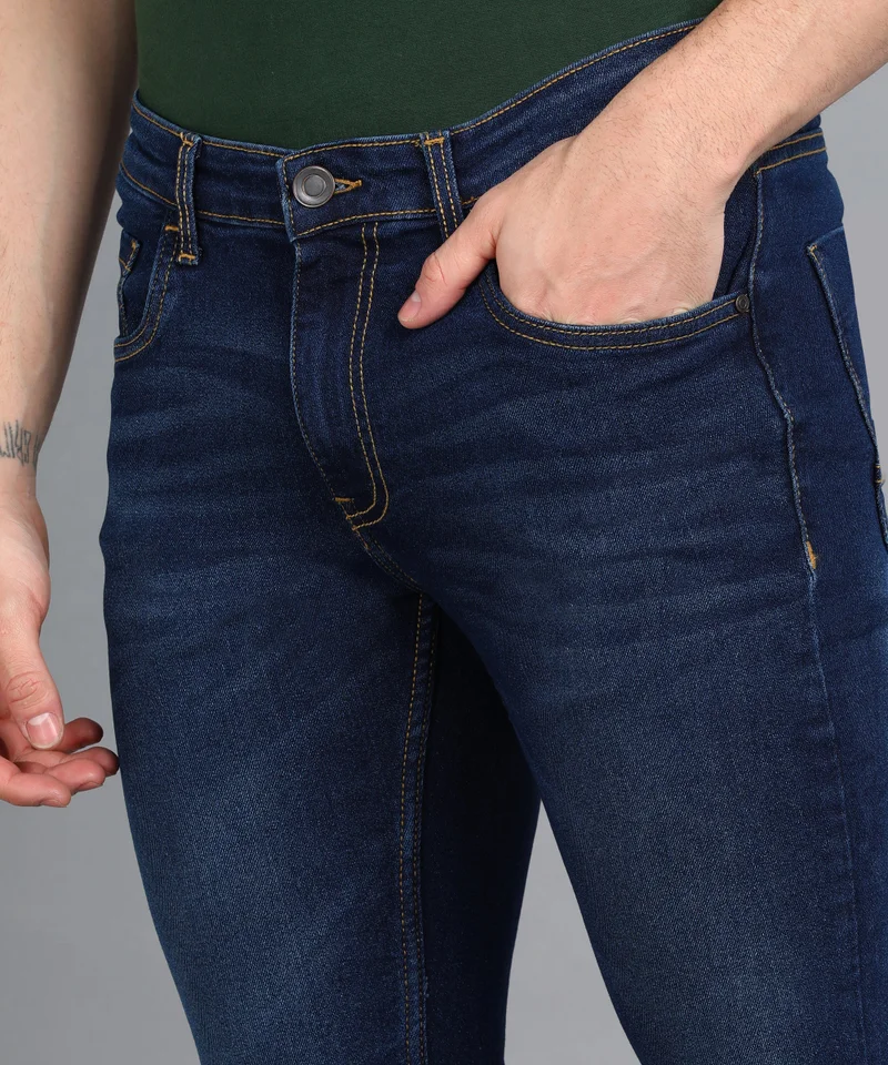 Urbano Fashion  Urbano Fashion Men's Blue Slim Fit Washed Jeans Stretchable for Men | Best Price UAE